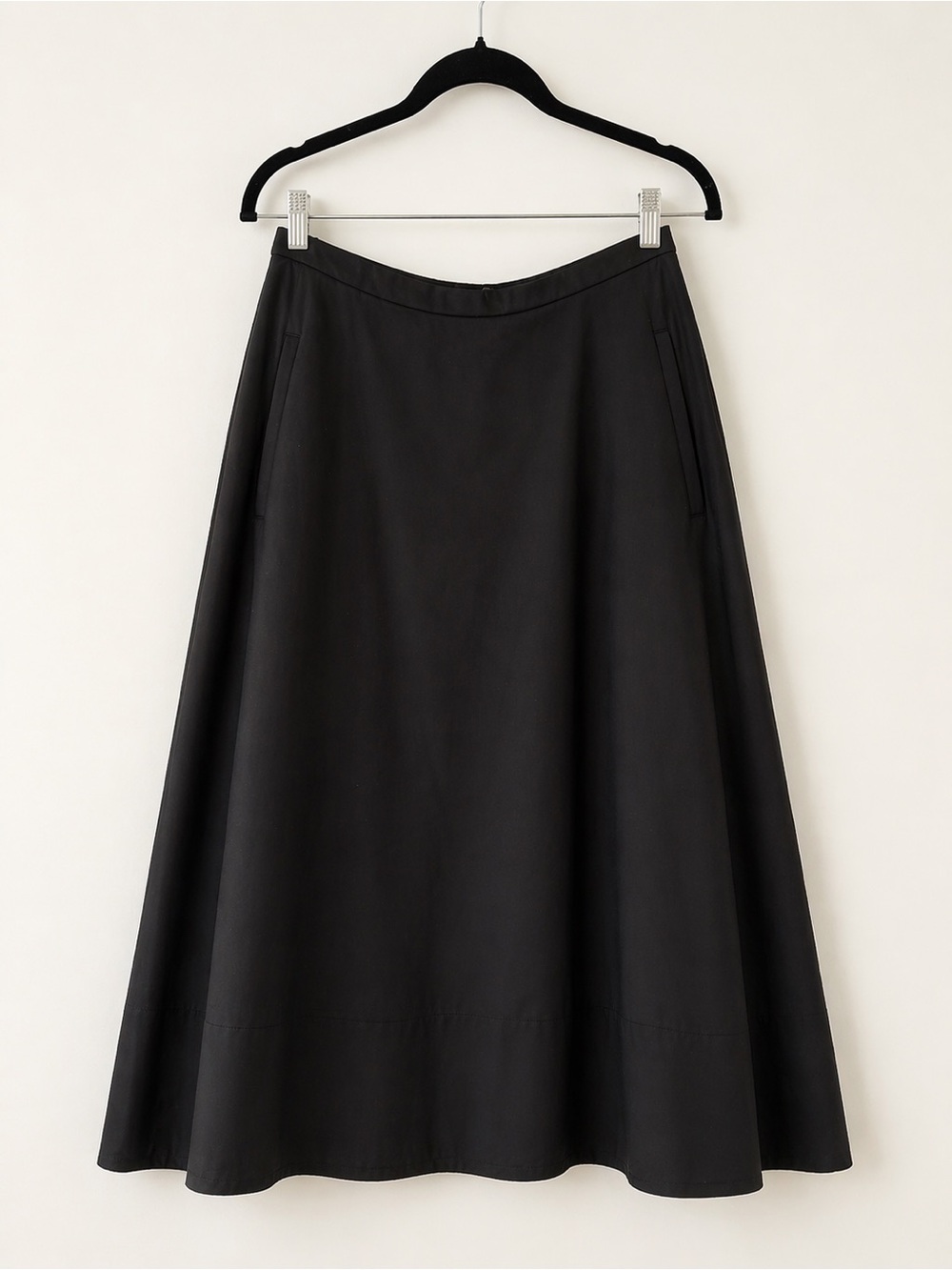 Tibi Black A-Line Midi Skirt